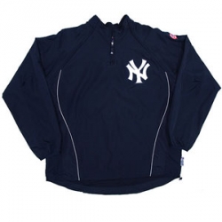 Adult Batting Practice Yankees Game Warmer Long Sleeve Batting Jacket by Majestic Athletic
